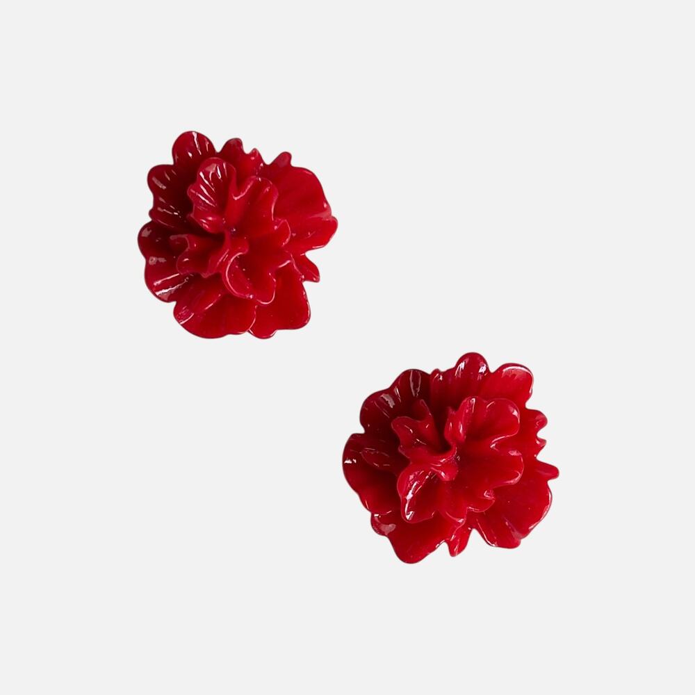 Red Floral Stud Earring